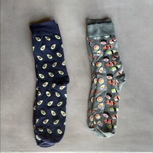 Blue and Gray Casual Socks with Patterned Design